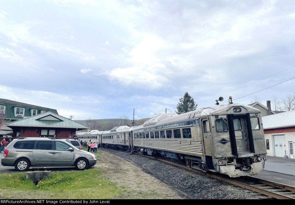 The three car excursion train at Tremont Station just before doing its runby on the street running section of the line